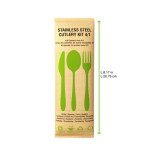 4/1 Reusable Stainless steel cutlery kit with paper wrapped L:8.17in - 250 pcs 4/1 Reusable Stainless steel cutlery kit with paper wrapped L:8.17in - 250 pcs